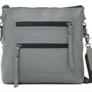 Botkier Chelsea Pebbled Leather Gray Crossbody Bag.